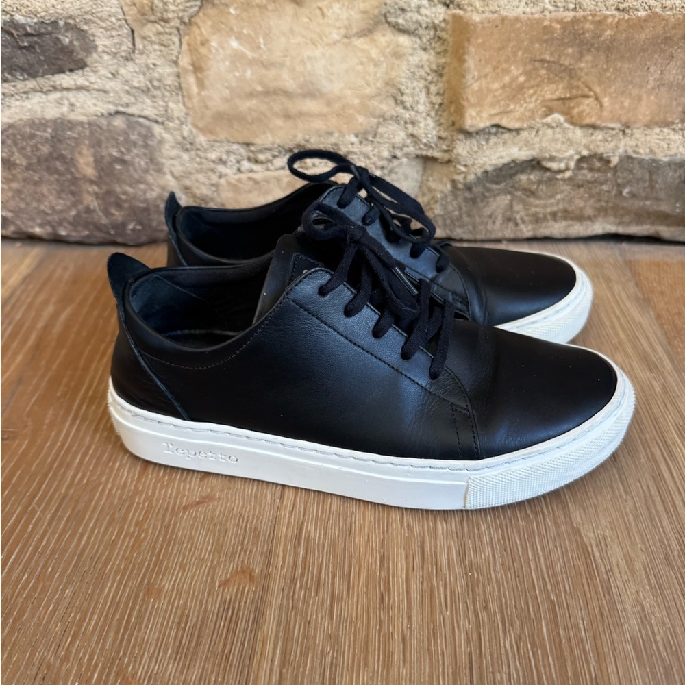 Boys designer Black leather Repetto Paris Sneakers sz 4.5 US price firm!